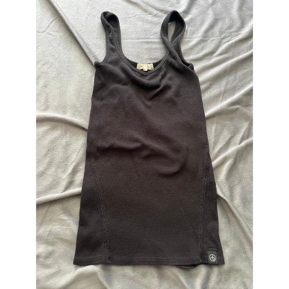 rag & bone Tops - Rag & Bone Distressed Black Ribbed Tank Top Scoop Neck Sleeveless S/P